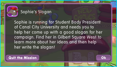 Mission details for Sophie's Slogan mission in Dizzywood